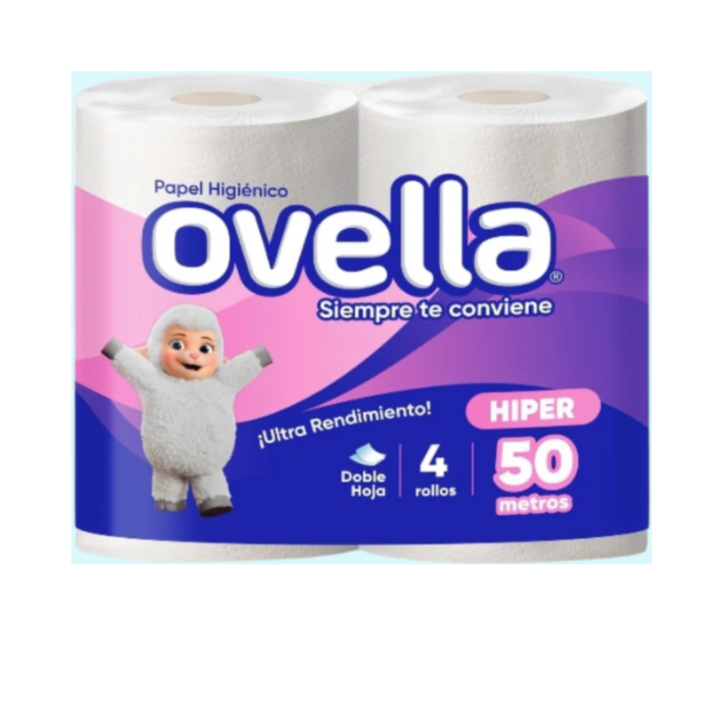 Higiénico Ovella doble hoja 4 rollos x 50 mts