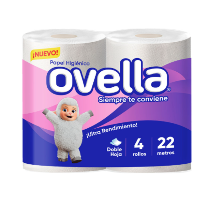 Higiénico Ovella doble hoja 4 rollos x 22 mts